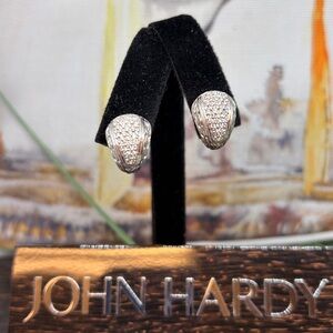 John Hardy Silver Classic Chain Diamond Earrings